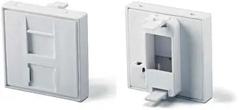 Plastron 45x45 RJ45 Nu pour 1 embase RJ45, blanc pour embase UPTEC