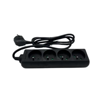 UPTEC - Multiprise 2P+T 4 prises - 1.5m - Noir