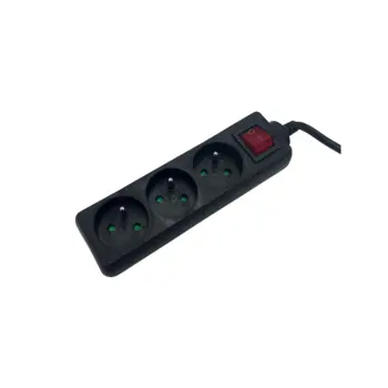 UPTEC - Multiprise 2P+T 3 prises avec interrupteur - 1.5m - Noir