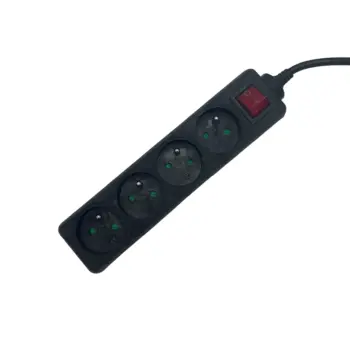 UPTEC - Multiprise 2P+T 4 prises avec interrupteur - 1.5m - Noir