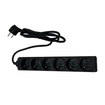 UPTEC - Multiprise 2P+T 6 prises - 1.5m - Noir