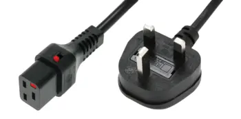 IEC Lock - Cordon secteur 2P+T UK / C19 - 2m Noir