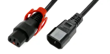 IEC Lock - Rallonge secteur C13/C14 avec cage sur C13 - 3m Noir
