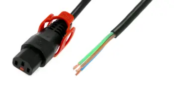 IEC Lock - Cordon secteur dénudé vers C13 avec cage - 3m - Noir