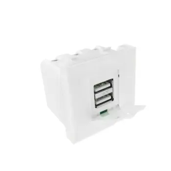 Plastron 45x45 Chargeur USB 2 sorties type A F-230V vers 5V 2.1A NPR