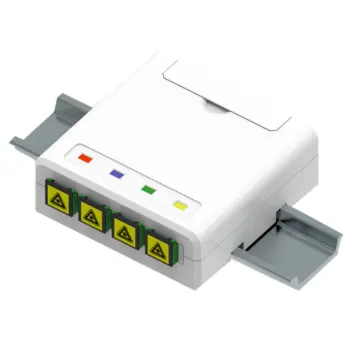 Boitier PTO équipé 4 traversées SC APC simplex à fixer sur RAIL DIN