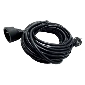 Rallonge secteur 2P+T Mâle/Femelle - Coudé/Droit - Noir - 10m - NPR