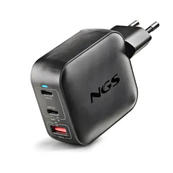 NGS - Chargeur mural noir rapide GaN 100W 2xUSB-C+1xUSB-A-BUD100WTINY