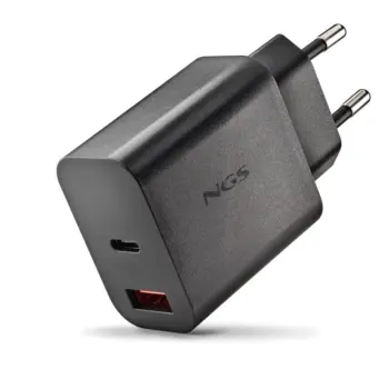 NGS - Chargeur mural noir rapide GaN 20W USB-C + USB-A - ERA20WBLACK