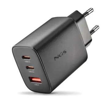 NGS - Chargeur mural noir rapide GaN 65W 2xUSB-C+USB-A - ERA65WBLACK