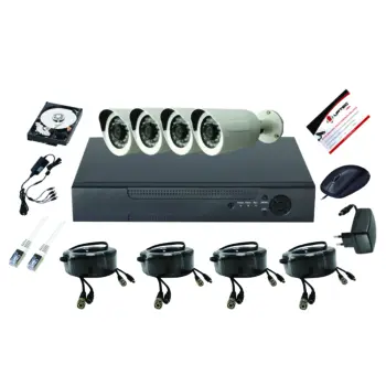 UPTEC VIEW - Pack5en1 DVR4CH HDD1T câbles alims 4 bullets 3.6 5MP EOL