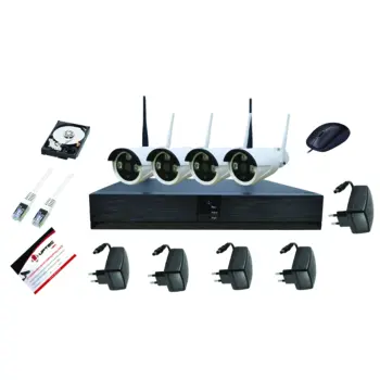 UPTEC VIEW -Pack IP NVR 4CH WiFi HDD1T WiFi alims 4 bullets 3.6mm EOL