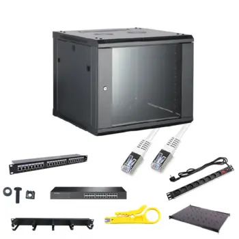 Solution 19" 9U Equipé 24P CAT6 avec 8062472 panneaux équipés