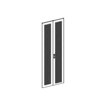 UPTEC - Porte double perforée +serrure pour baie 42U largeur 1000 NPR