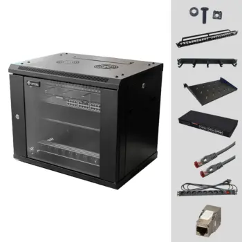 UPTEC - Solution coffret 19" 9U équipé 24P Cat6a full Gigabit