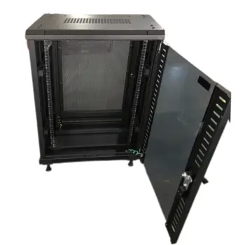 UPTEC - Baie audiovisuelle 15U 450mm +roues porte AV vitrée/AR perfo