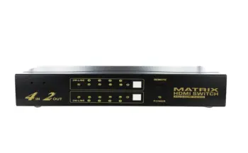 Matrice HDMI 4x2 (4 in-2 out) 1080p RS232 HDCP - télécommande IR -EOL