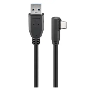 Cordon USB3.0 Type A vers USB-C coudé 90° 5Gbit/s 15W - M/M - 3m -NPR