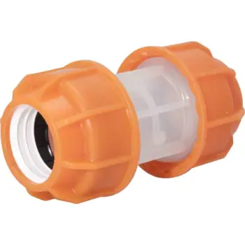 Raccord droit à visser transparent pour tube Ø32mm