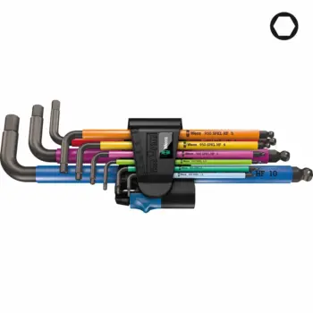 Jeu de 9 clés mâles WERA 6 pans longues maintien de vis
