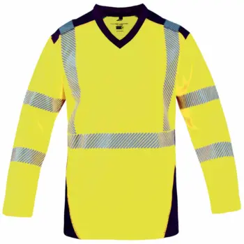 Tee-shirt haute visibilité ML jaune/bleu marine Cl.3 T2S T.L