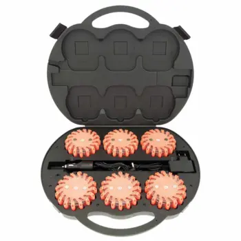Valise 6 gyrophares LEDS oranges aimantés et étanches avec chargeur