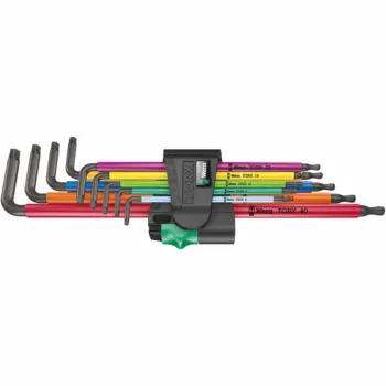 Jeu de 9 clés Torx longues tête sphérique WERA T8 à T40