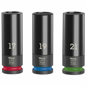 Jeu de 3 douilles longues à choc WERA pour tirefond 17-19-21mm
