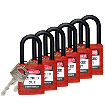Cadenas de consignation nylon rouge BRADY Ø6,5mm 86,5x38mm /Qté 6