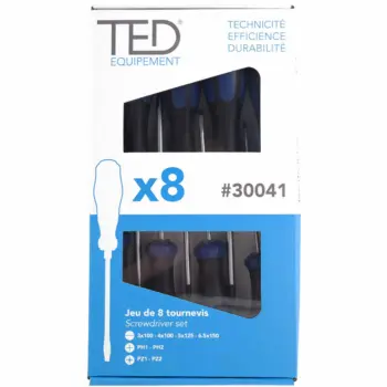 Jeu de 8 tournevis TED Fente / PH / PZ