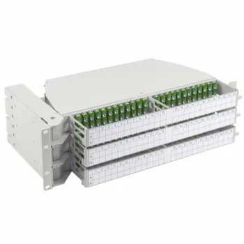 Tiroir 19'' pivotant modulaire 3U 144FO SC/APC G.657A2 ouv gauche