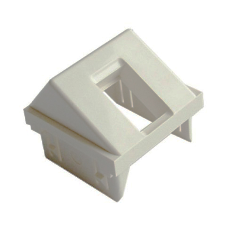 Plastron 45x45 RJ45 Nu incliné 1 embase, blanc pour embase UPTEC