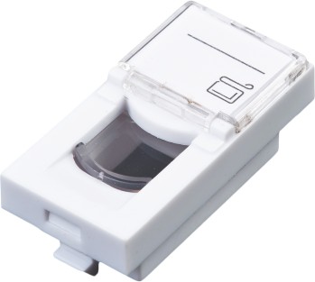 Plastron 22.5x45 RJ45 Nu blanc pour embase RJ45 UPTEC - EOL