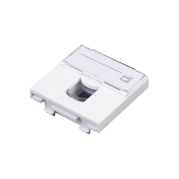 Plastron 45x45 RJ45 Nu pour 1 embase RJ45, blanc - pour embase UTP