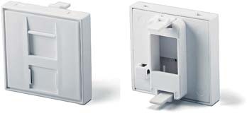 Plastron 45x45 RJ45 Nu pour 1 embase RJ45, blanc pour embase UPTEC