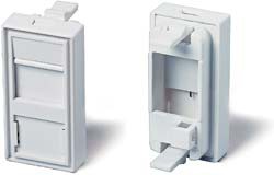 Plastron 22.5x45 RJ45 Nu pr 1 embase RJ45, blanc pr embase UPTEC NPR