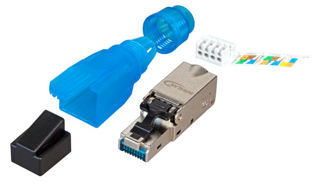 Connecteur Cat 6A RJ45 spécial câble rigide étanche IP20