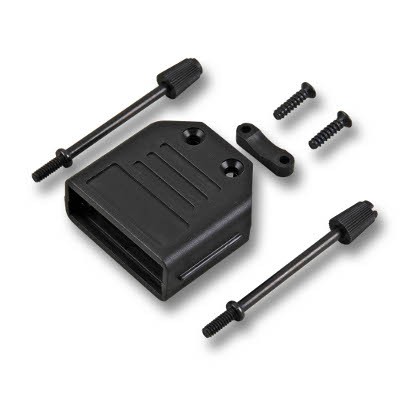 Capot Sub D plastique 15 pts noir à charniere type souriau