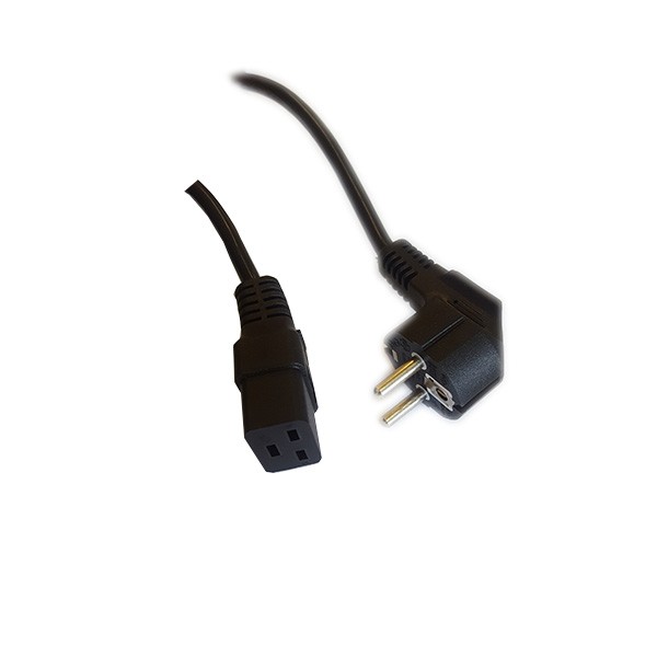 Cordon secteur 2P+T coudé / C19 droit Noir - 4m - NPR