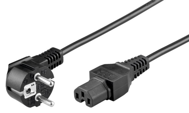 Cordon secteur 2P+T coudé / C15 droit - 1.8m