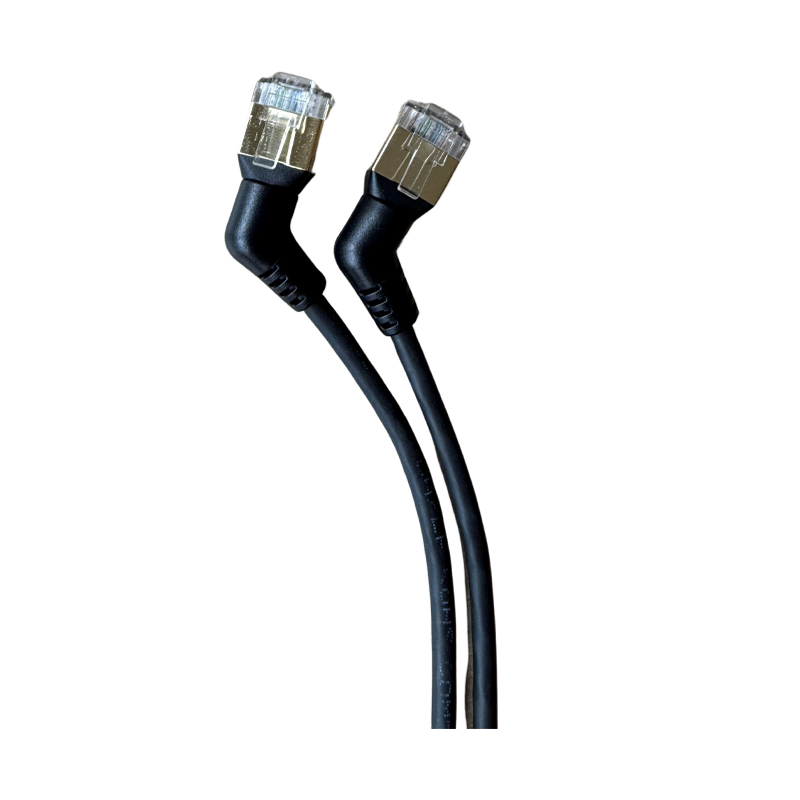Cordon coudé RJ45 C6a FTP - TPE - AWG32 - Noir - 0.50m