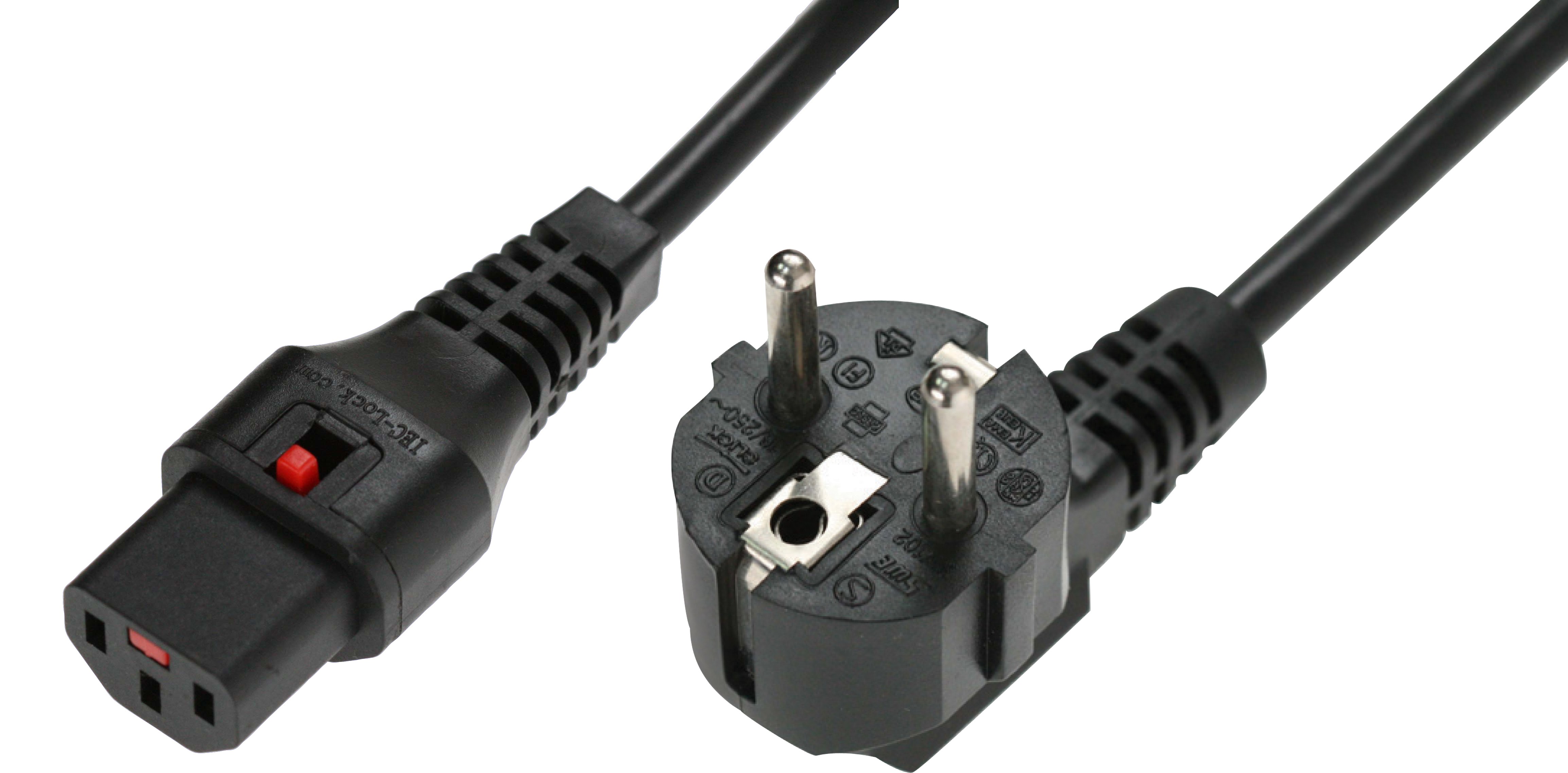 IEC Lock - Cordon secteur 2P+T FR / C13 - 1m Noir