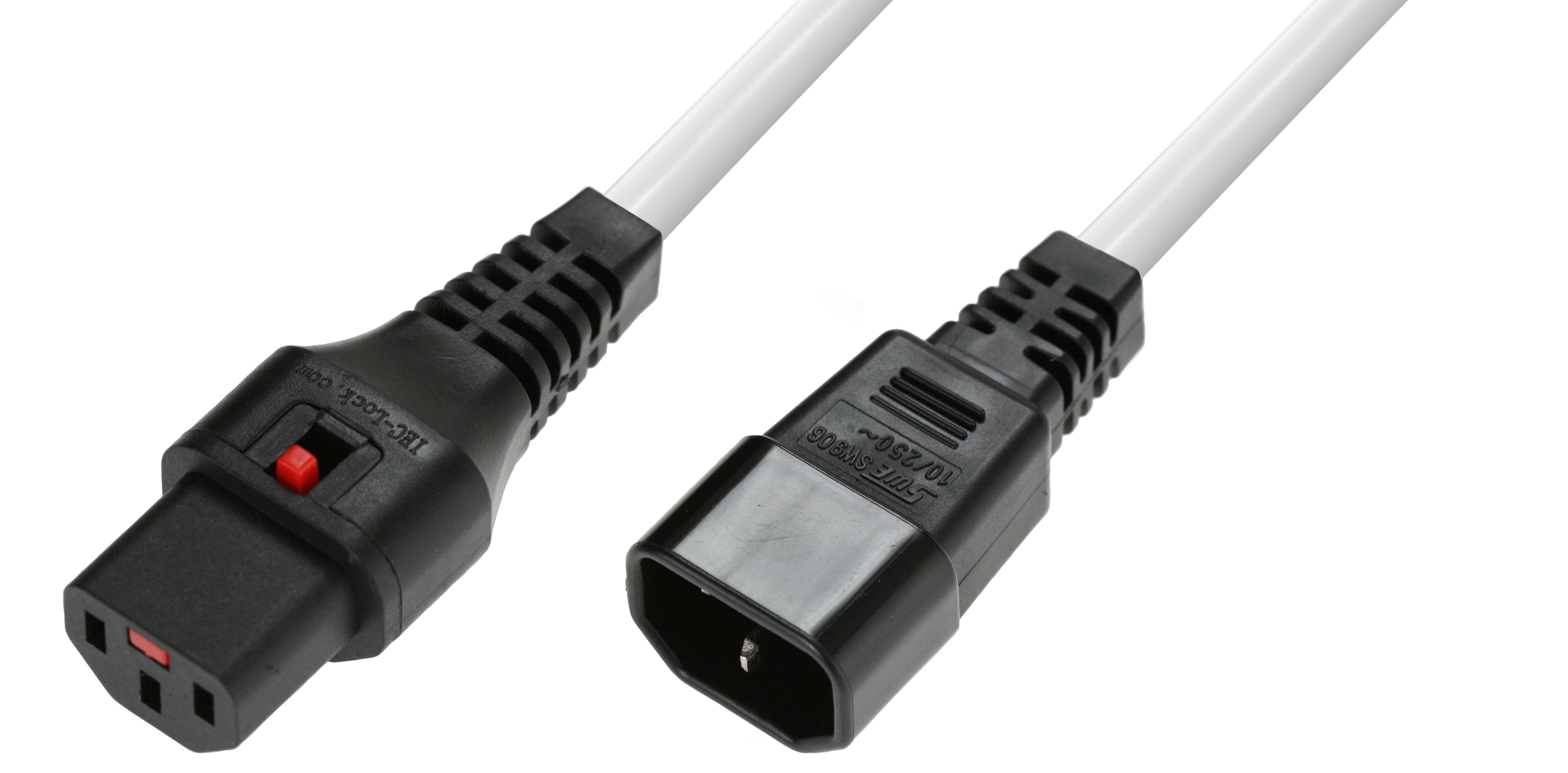 IEC Lock - Rallonge secteur C13/C14 - 2m Blanc - NPR