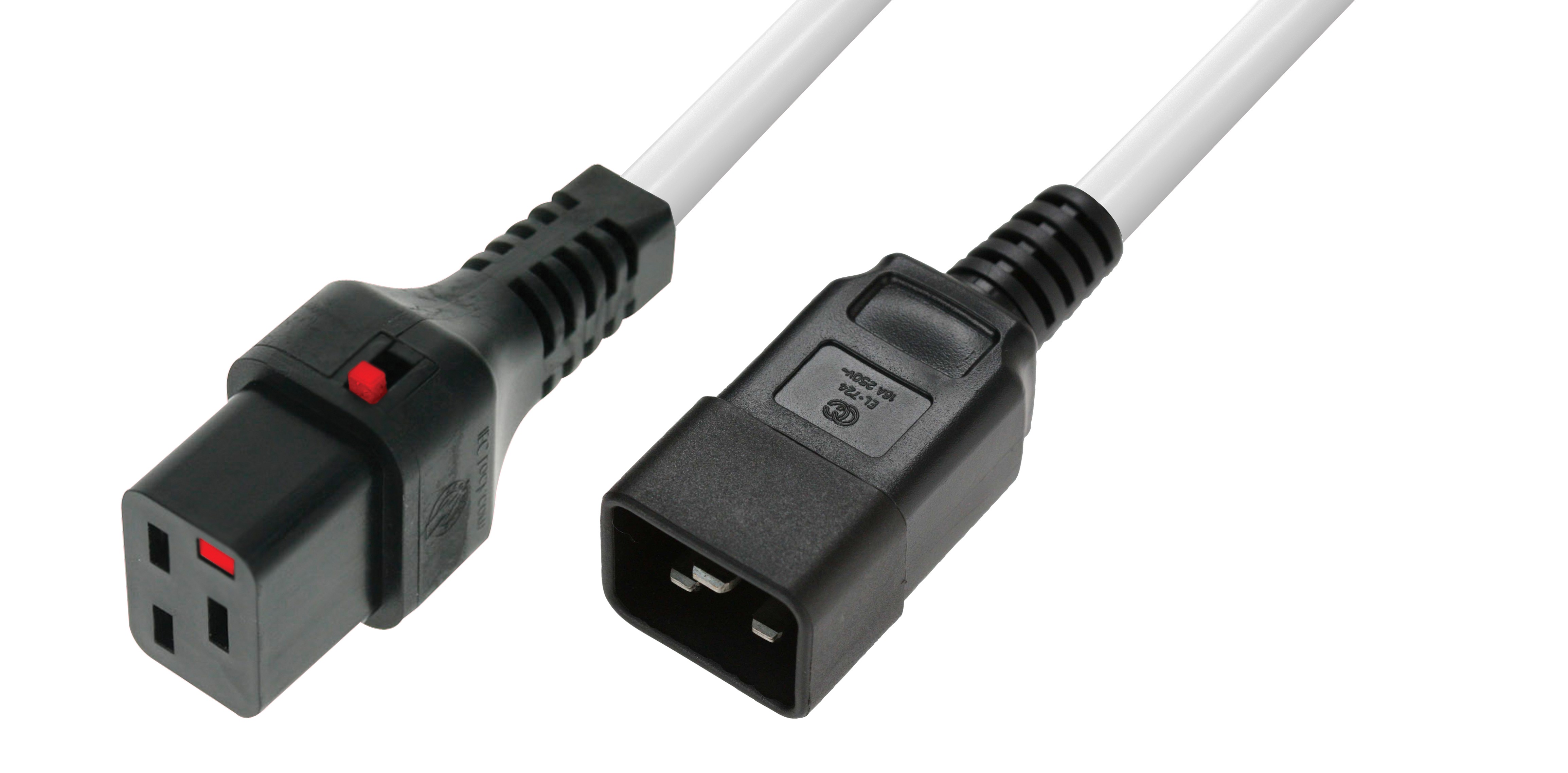 IEC Lock - Rallonge secteur C19/C20 - 1m Blanc