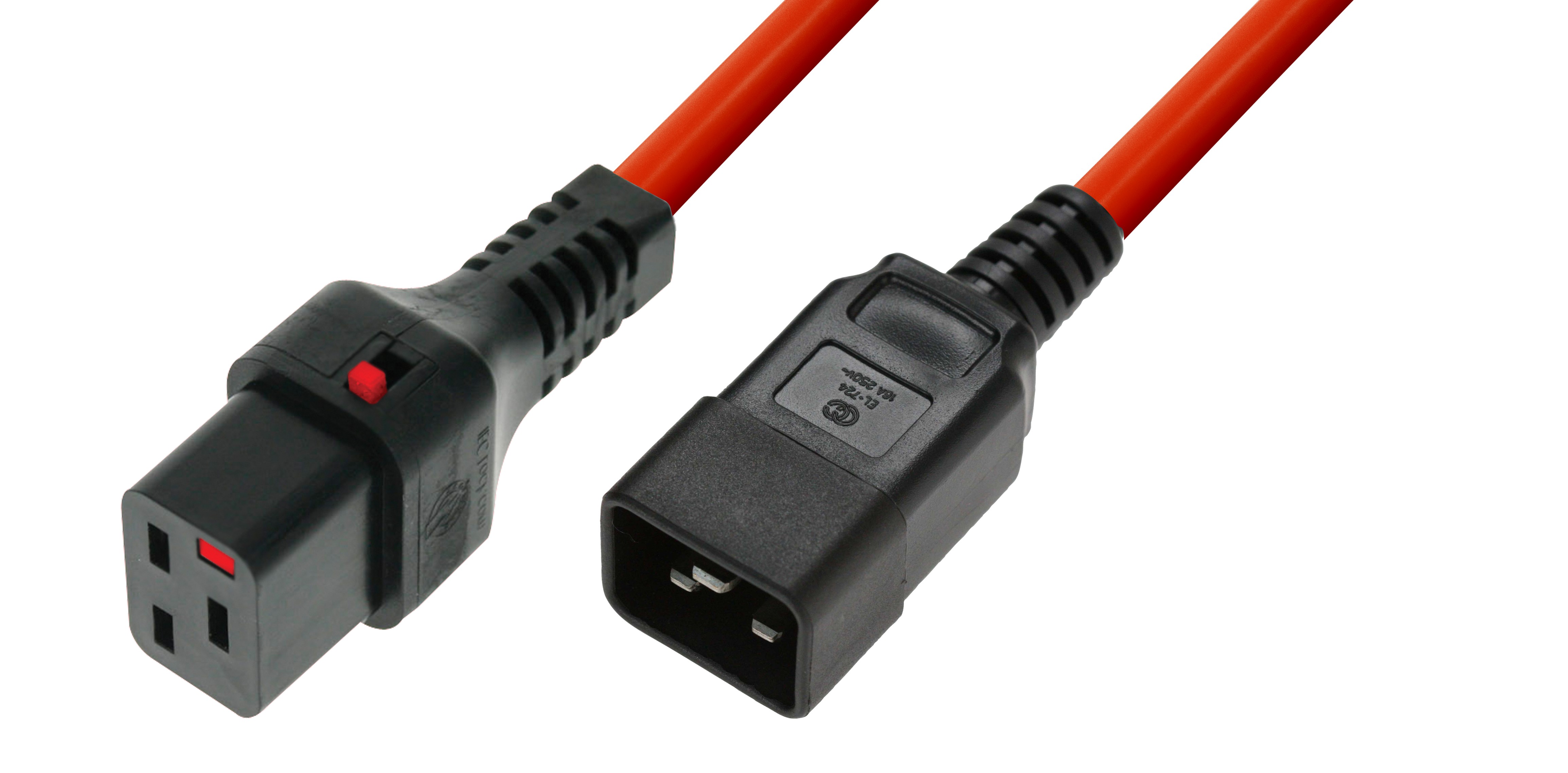 IEC Lock - Rallonge secteur C19/C20 - 1m Rouge - NPR