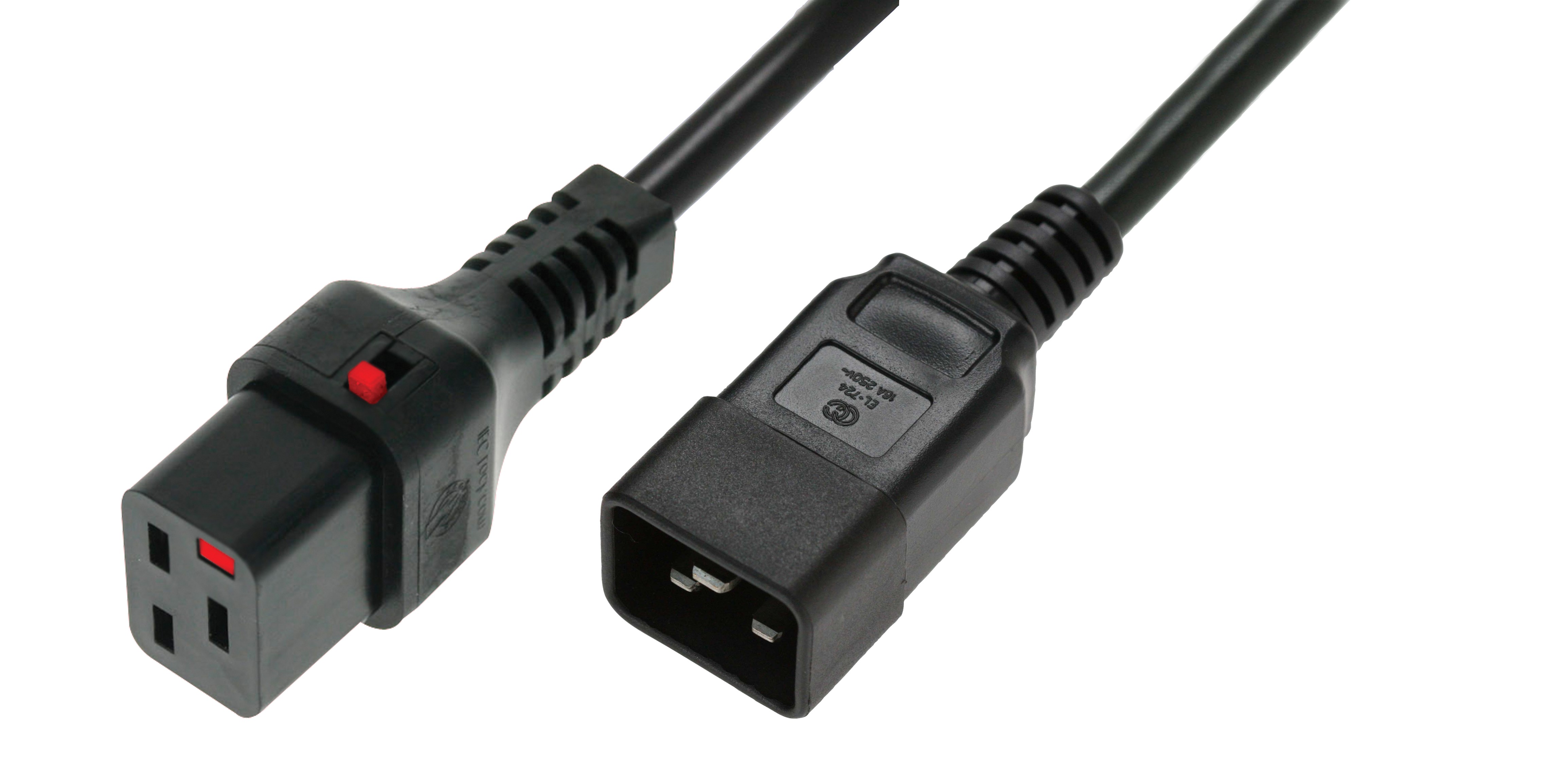 IEC Lock - Rallonge secteur C19/C20 - 2m Noir