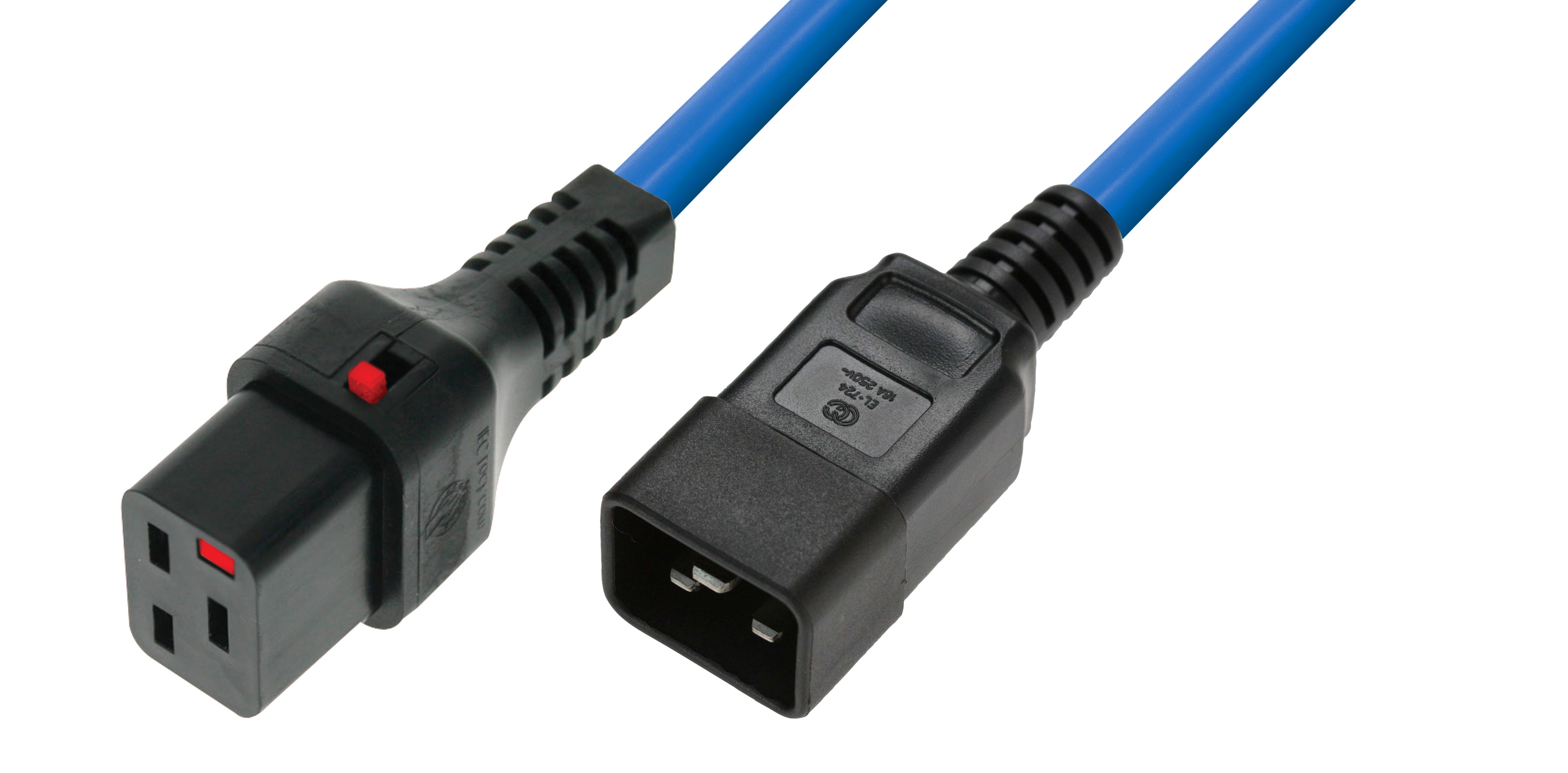 IEC Lock - Rallonge secteur C19/C20 - 3m Bleu