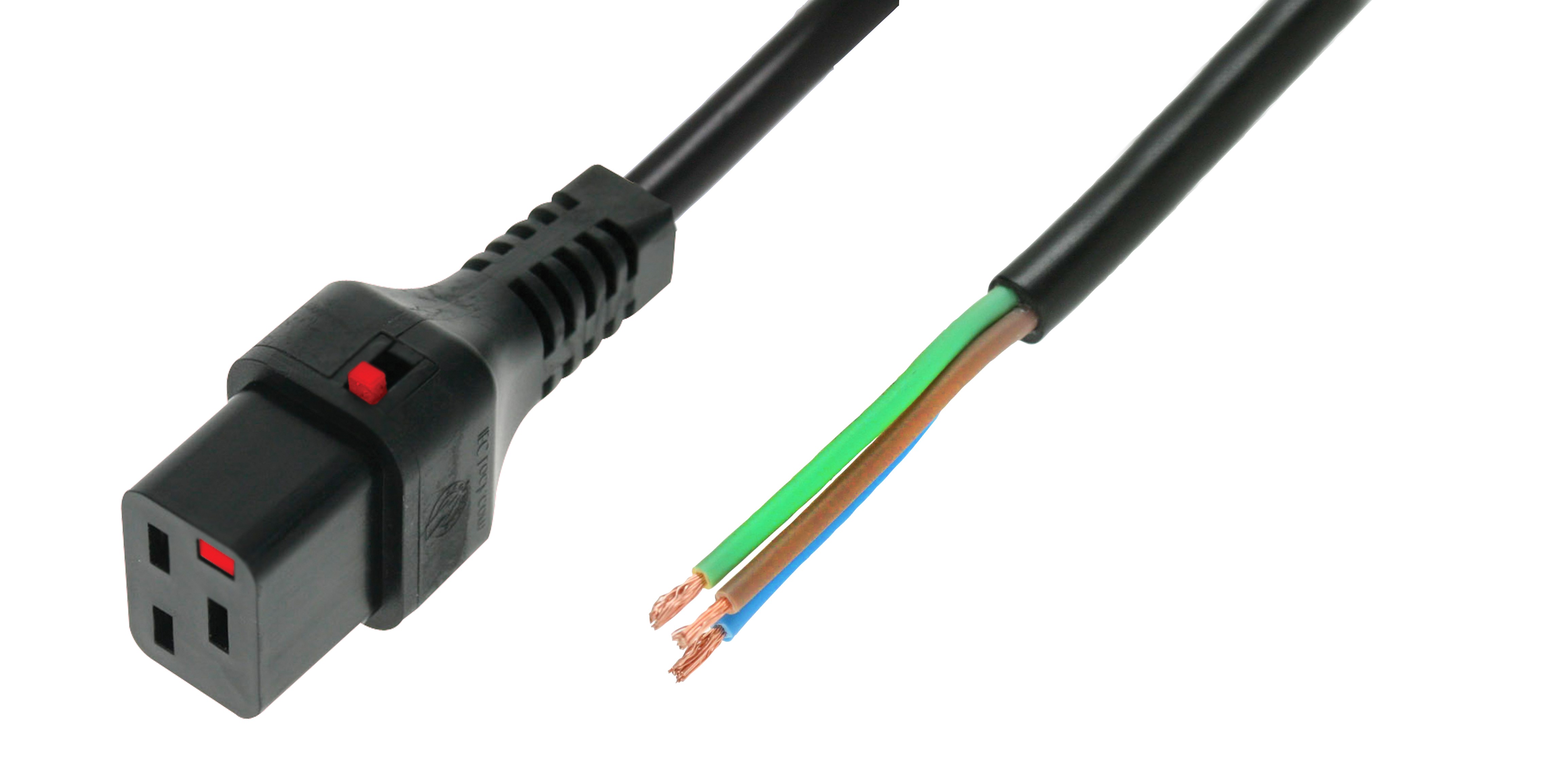 IEC Lock - Cordon secteur C19 / Dénudé - 5m Noir - NPR