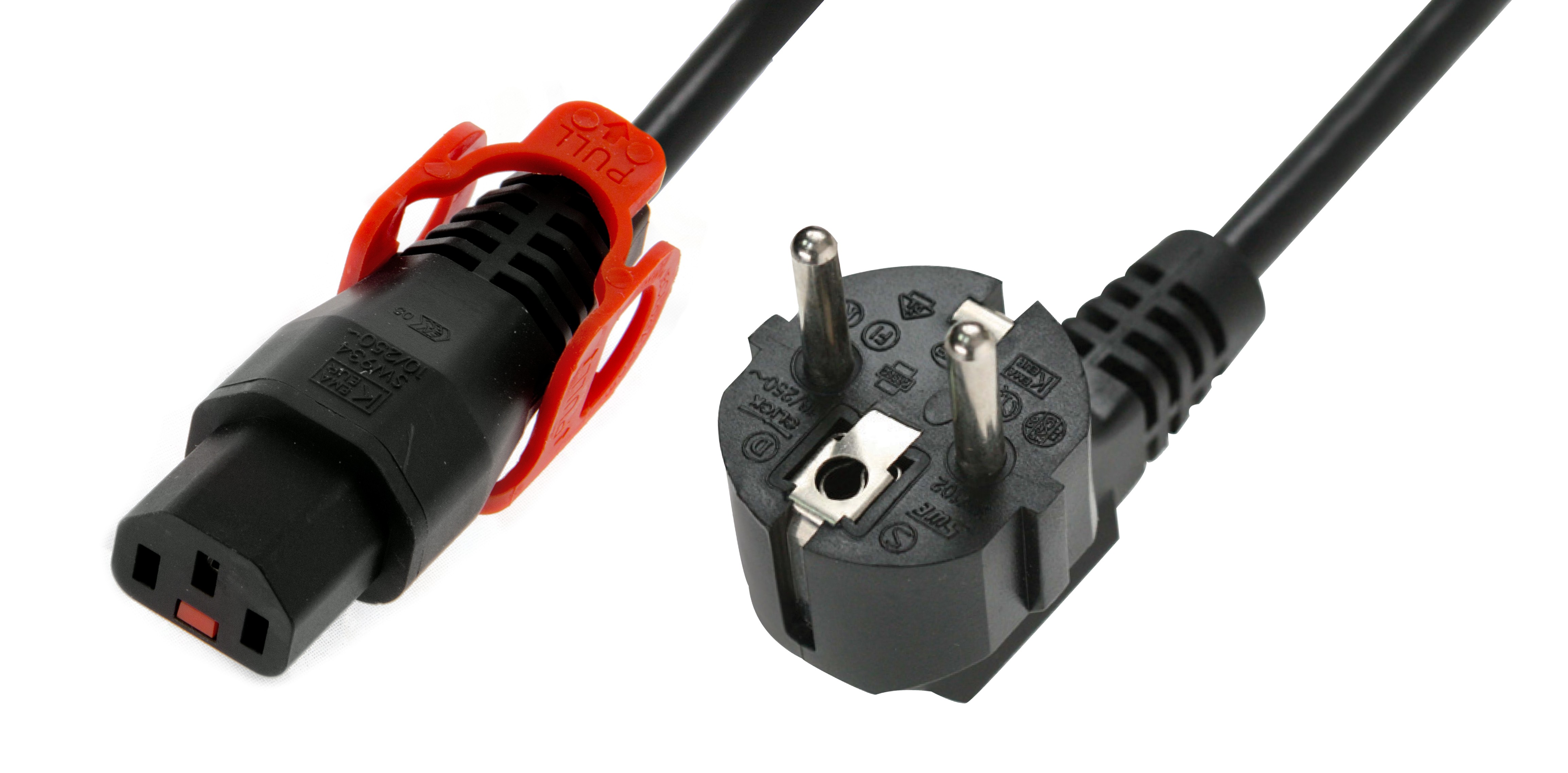 IEC Lock - Cordon secteur 2P+T FR / C13 avec cage - 2m Noir