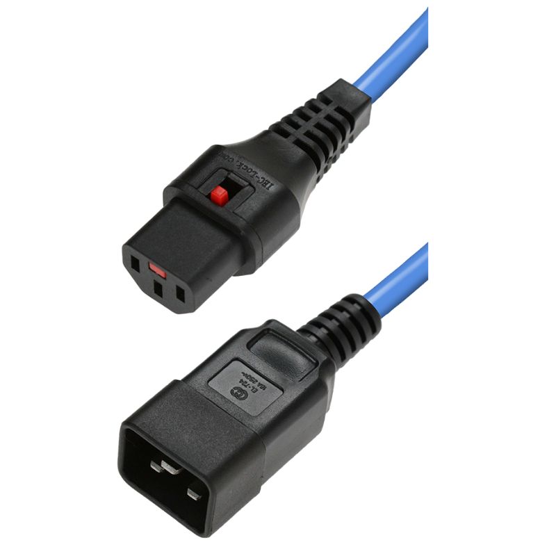 IEC Lock - Rallonge secteur C13/C20 H05VV-F 3x1mm2 - 1m Bleu